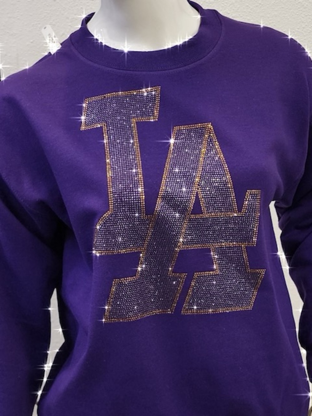 LA Rhinestone Lakers Crewneck Sweater - Purple